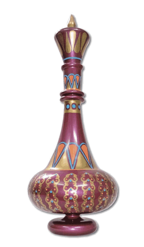 LT150 Jeanie Genie Hand Painted Mouth-Blown Glass Burgundy Dream Bottle