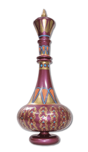 LT150 Jeanie Genie Hand Painted Mouth-Blown Glass Burgundy Dream Bottle