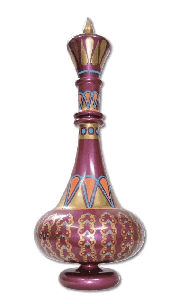 LT150 Jeanie Genie Hand Painted Mouth-Blown Glass Burgundy Dream Bottle