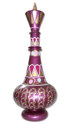 LC387 Jeanie Genie Hand Painted Glass Blown Purple Mauve Dream Bottle