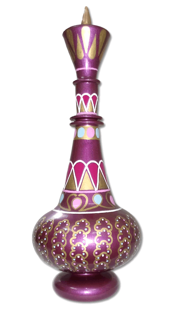 LC387 Jeanie Genie Hand Painted Glass Blown Purple Mauve Dream Bottle