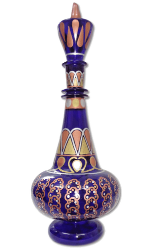 LJ455 Jeanie Genie Hand Paint Mouth-Blown Transparent Cobalt Blue Glass Bottle