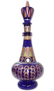 LJ455 Jeanie Genie Hand Paint Mouth-Blown Transparent Cobalt Blue Glass Bottle