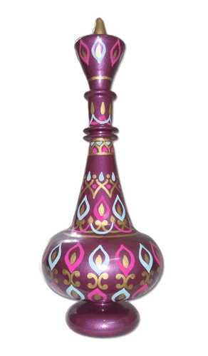 LT488 Whimsical Purple Genie Bottle Collectible Hand-Painted Glass Masterpiece