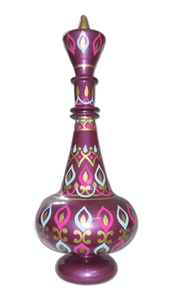 LT488 Whimsical Purple Genie Bottle Collectible Hand-Painted Glass Masterpiece