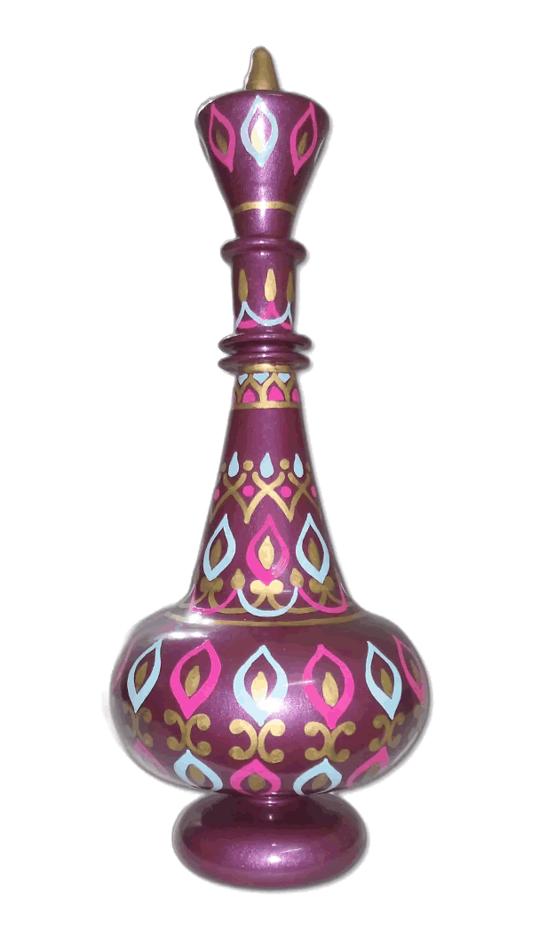 LT488 Whimsical Purple Genie Bottle Collectible Hand-Painted Glass Masterpiece