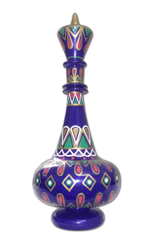 LT490 Enchanting Mystical Blue Dream Glass Bottle: Hand-Painted Genie