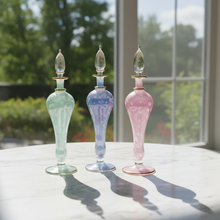 Load image into Gallery viewer, LW14 Luxury Hand-Blown Egyptian Glass Perfume Decanter – "Polka Dot" Series – 40ml Borosilicate Vessel with Hand-Applied 24k Gold &amp; Textured Finish