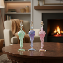 Load image into Gallery viewer, LW14 Luxury Hand-Blown Egyptian Glass Perfume Decanter – "Polka Dot" Series – 40ml Borosilicate Vessel with Hand-Applied 24k Gold &amp; Textured Finish