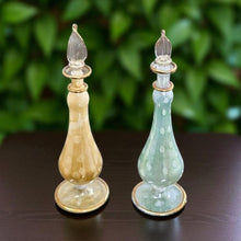 Load image into Gallery viewer, LW7 Egyptian Glass Perfume Bottles, Hand Blown Decorative Vials, Amber and Turquoise, 21 cm, Set of 2