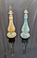 Load image into Gallery viewer, LW7 Egyptian Glass Perfume Bottles, Hand Blown Decorative Vials, Amber and Turquoise, 21 cm, Set of 2