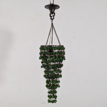 Load image into Gallery viewer, B304 Green Glass-Bead Cone gypsy Chandelier Beaded Hanging Pendant plant lovers