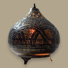 Load image into Gallery viewer, BR293 Handmade Antique Brass Filigree Dome Table Lamp Moroccan Hand Pierced
