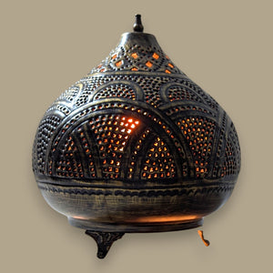 BR293 Handmade Antique Brass Filigree Dome Table Lamp Moroccan Hand Pierced