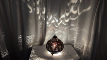 Load image into Gallery viewer, BR293 Handmade Antique Brass Filigree Dome Table Lamp Moroccan Hand Pierced