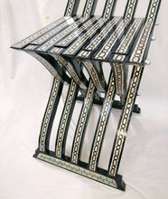 Load image into Gallery viewer, W154 Stunning Mother of Pearl Inlaid Folding Wood Black Chair