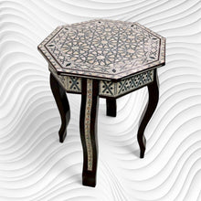 Load image into Gallery viewer, W155 BR Mother of Pearl Moroccan Corner Wood Octagonal Table Brown End Coffee