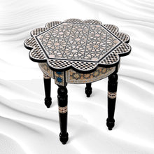 Load image into Gallery viewer, W165 🌹 Handmade Mother of Pearl Inlaid Egyptian Round/Rose End Side Table ✨ Luxury Home Décor