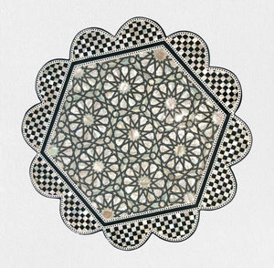 W165 🌹 Handmade Mother of Pearl Inlaid Egyptian Round/Rose End Side Table ✨ Luxury Home Décor