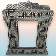 Load image into Gallery viewer, W176 Stunning Vintage Egyptian Brown Mother of Pearl Large Wood Mirror Frame