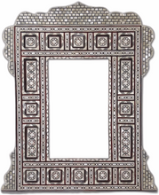 Load image into Gallery viewer, W176 Gorgeous Antique Style Egyptian Brown Mother of Pearl Wood Mirror Frame