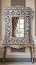 Load image into Gallery viewer, W176 Stunning Vintage Egyptian Brown Mother of Pearl Large Wood Mirror Frame