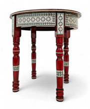 Load image into Gallery viewer, W40R ✨ Oval Moroccan Art Table – Solid Beech Wood 🌟 Hand-Inlaid Mother of Pearl ✨
