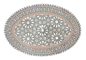 W40R Moroccan Handmade Mother of Pearl Inlaid Coffee Side End Oval Brown Table