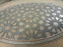 Load image into Gallery viewer, W40R ✨ Oval Moroccan Art Table – Solid Beech Wood 🌟 Hand-Inlaid Mother of Pearl ✨