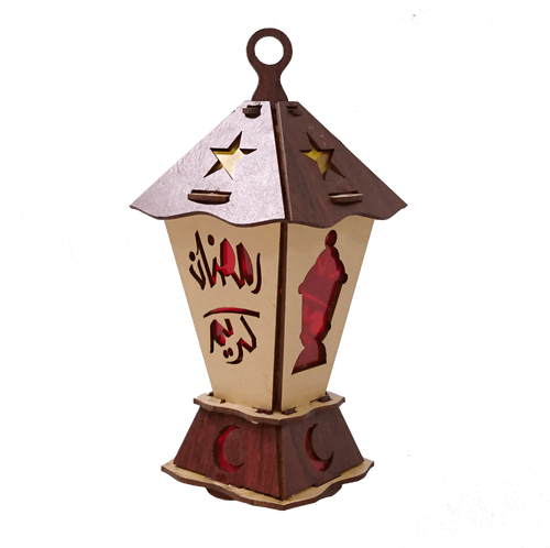 AA123 BOGO Ramadan Square Laser Cut Kids Wood Lantern with LED Flashing Light