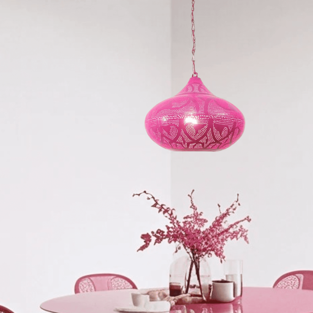B268 Pink Steel Oriental Hanging Pendant Lamp| 12
