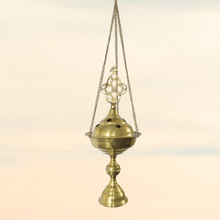 Load image into Gallery viewer, BR289 Elegant Handmade Arabic Brass Hanging Incense Burner with Star Piercings