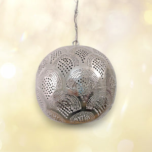 BR424 Handmade Steel Silver Ball Hanging Lamp | Fish Scales Pattern | 21.2" Drop