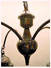 Load image into Gallery viewer, BR44 Unique Jeweled Brass Chandelier – Vintage-Inspired with Hand-Pierced Shades