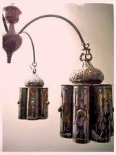 Load image into Gallery viewer, BR44 Unique Jeweled Brass Chandelier – Vintage-Inspired with Hand-Pierced Shades