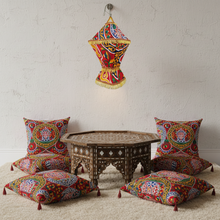 Load image into Gallery viewer, AA96R Khayamiya Fabric Folding Square LED Lantern — Wall-Plug Ramadan Decoration