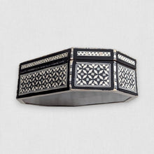 Load image into Gallery viewer, J22 Handmade Elongated Octagonal Mother of Pearl Jewelry Box Blue Velvet Lining
