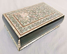 Load image into Gallery viewer, J86 Mother Of Pearl Mosaic Chest Egyptian Rectangular Brown Jewelry Box