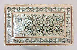 J86 Mother Of Pearl Mosaic Chest Egyptian Rectangular Brown Jewelry Box