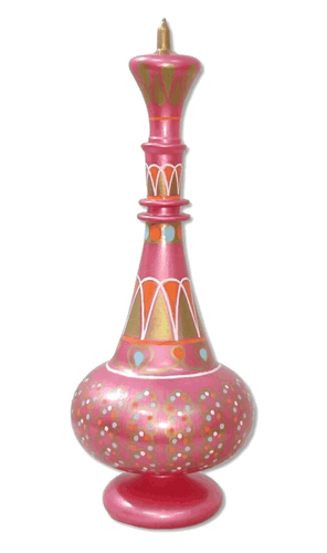 LJ723 Hand Painted Mouth-Blown Glass Second Season Pink Ruby Jeanie Genie Bottle