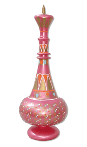 LJ723 Hand Painted Mouth-Blown Glass Second Season Pink Ruby Jeanie Genie Bottle