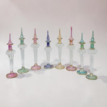 Load image into Gallery viewer, LW17 Luxury Ultra-Slender Egyptian Glass Perfume Vial, Trumpet Series, 12ml Hand-Blown Bottle with Ruffled Crystal Collar