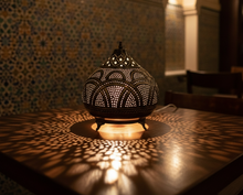 Load image into Gallery viewer, BR293 Handmade Antique Brass Filigree Dome Table Lamp Moroccan Hand Pierced