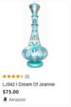 Load image into Gallery viewer, LJ457 Jeanie Genie Hand Painted Mouth-Blown Glass Aqua Blue Dream Bottle