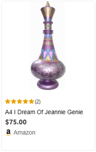 LT441 Jeanie Genie Hand Painted Glass Blown Purple Mauve Bottle