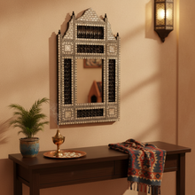 Load image into Gallery viewer, W173BL Black Arabesque Mother of Pearl Wood Mirror Egyptian Rectangular Frame