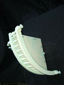 W61G Arabesque Arabian Corner Wall Shelf – Aged Green Wood Accent, Pistachio Finish, Handcrafted