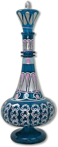 LJ517 Dream Jeanie Hand Painted MouthBlown Glass Transparent Aqua Blue Bottle