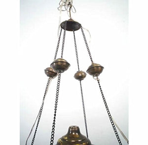 BR258 Vintage Handmade Jeweled Moroccan Large Brass Ball Hanging Lamp/Light