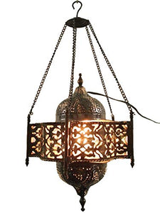 BR102 Unique Pendant Moroccan Art Swag Metal/Brass Lamp